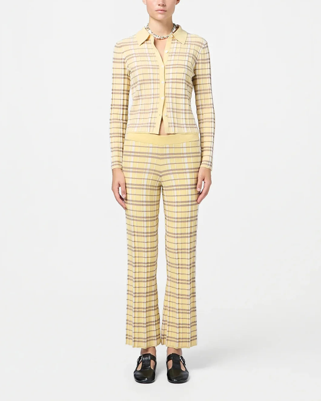 guest in residene Plaid Flare Pant Butter Combo front