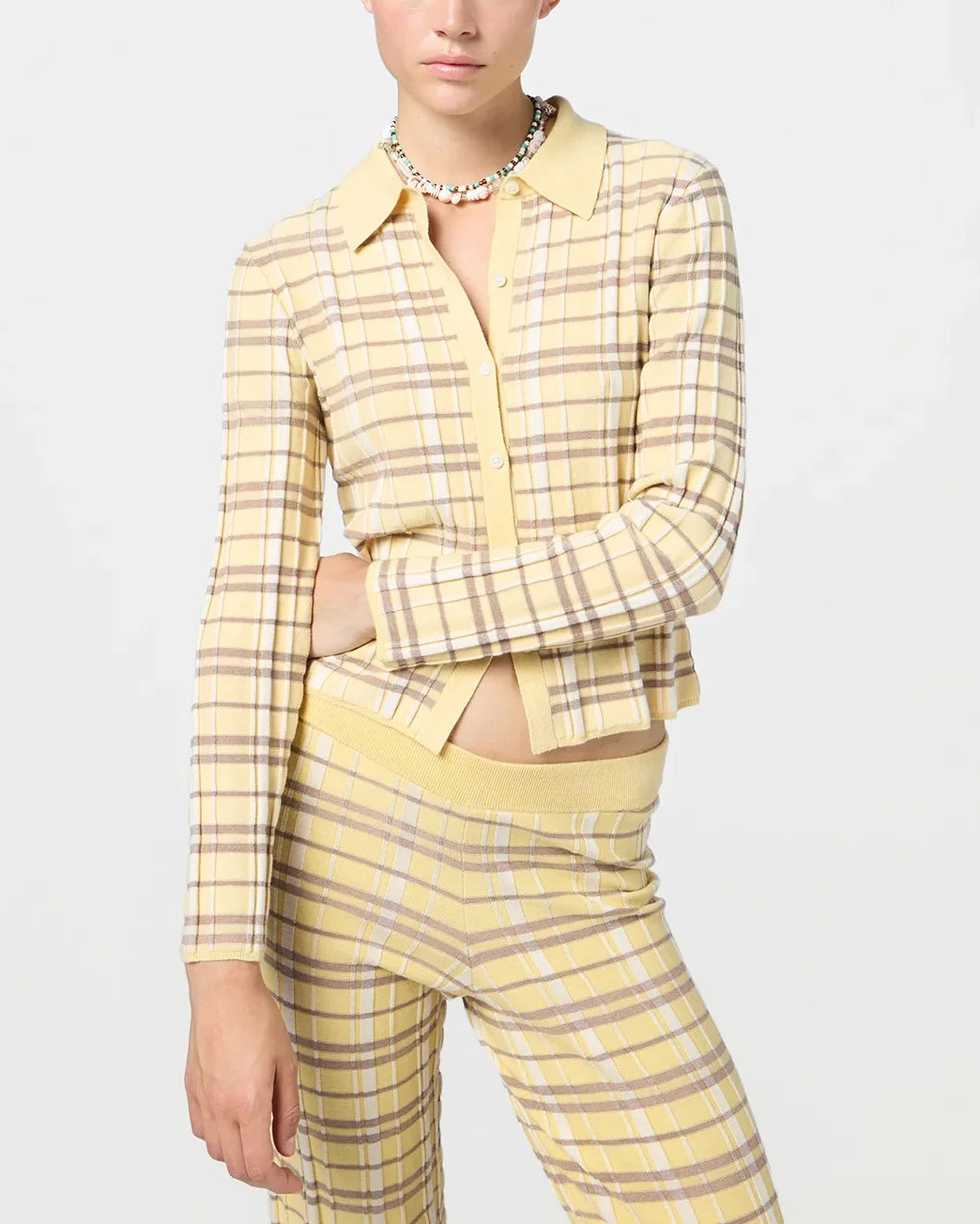 guest in residene Plaid Flare Pant Butter Combo front