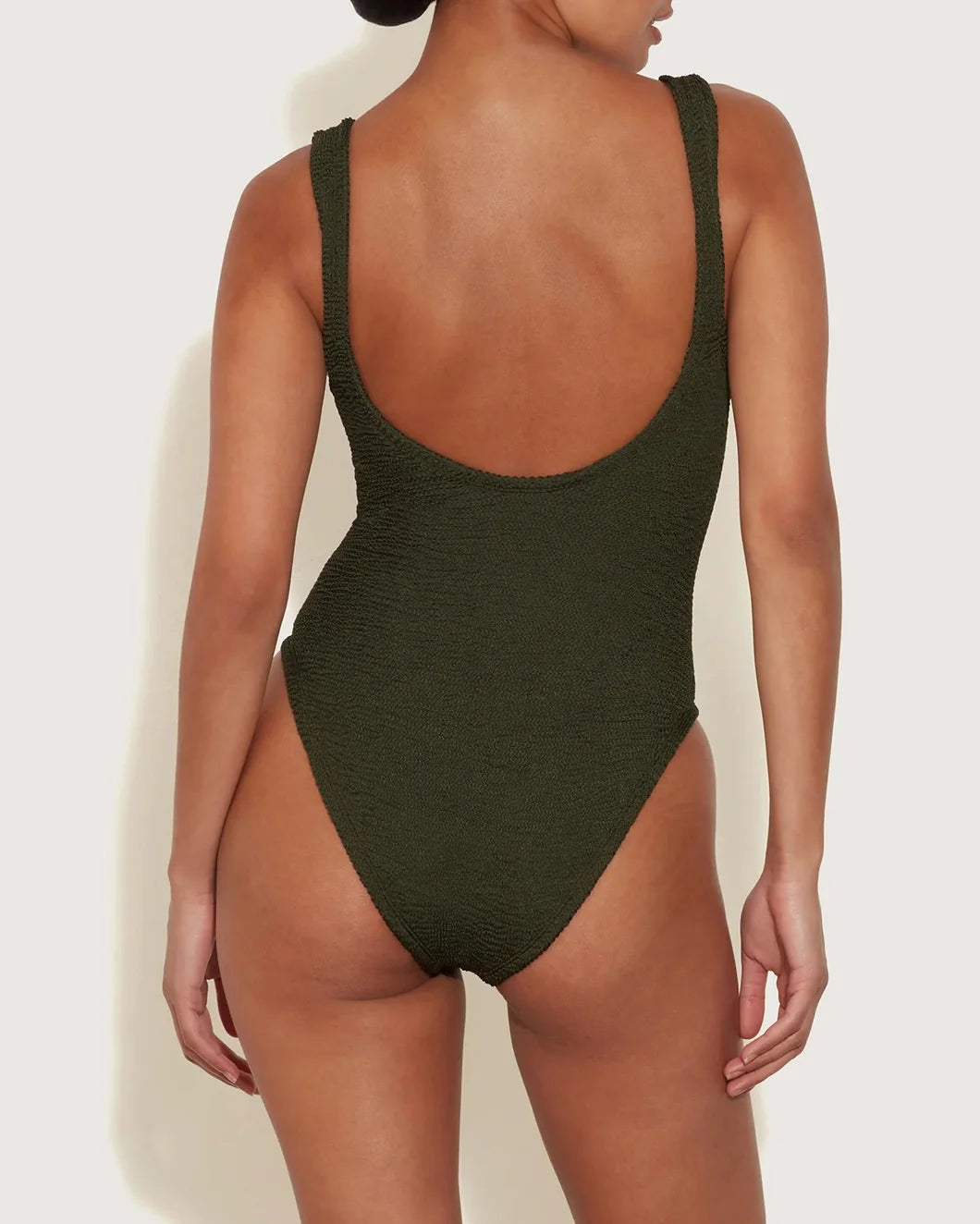 hunza g Celine One Piece metallic khaki on figure back