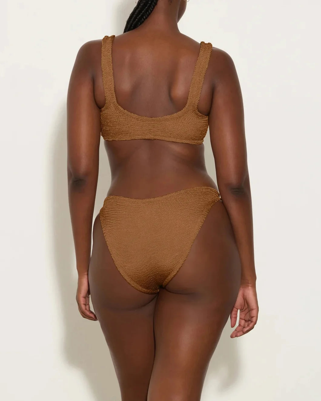 hunza g Xandra Bikini Metallic Cocoa on figure back