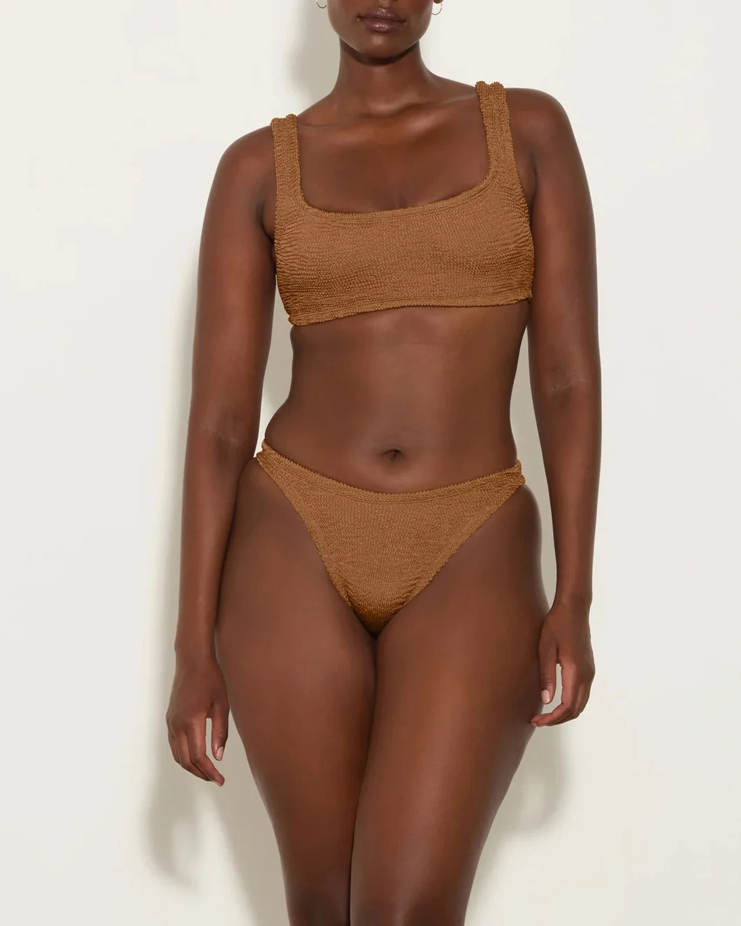 hunza g Xandra Bikini Metallic Cocoa on figure front