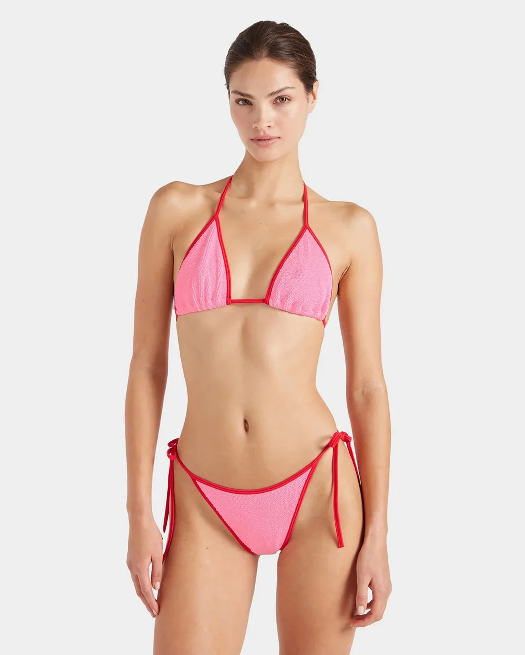 hunza g Gina Bikini pink and red on figure front