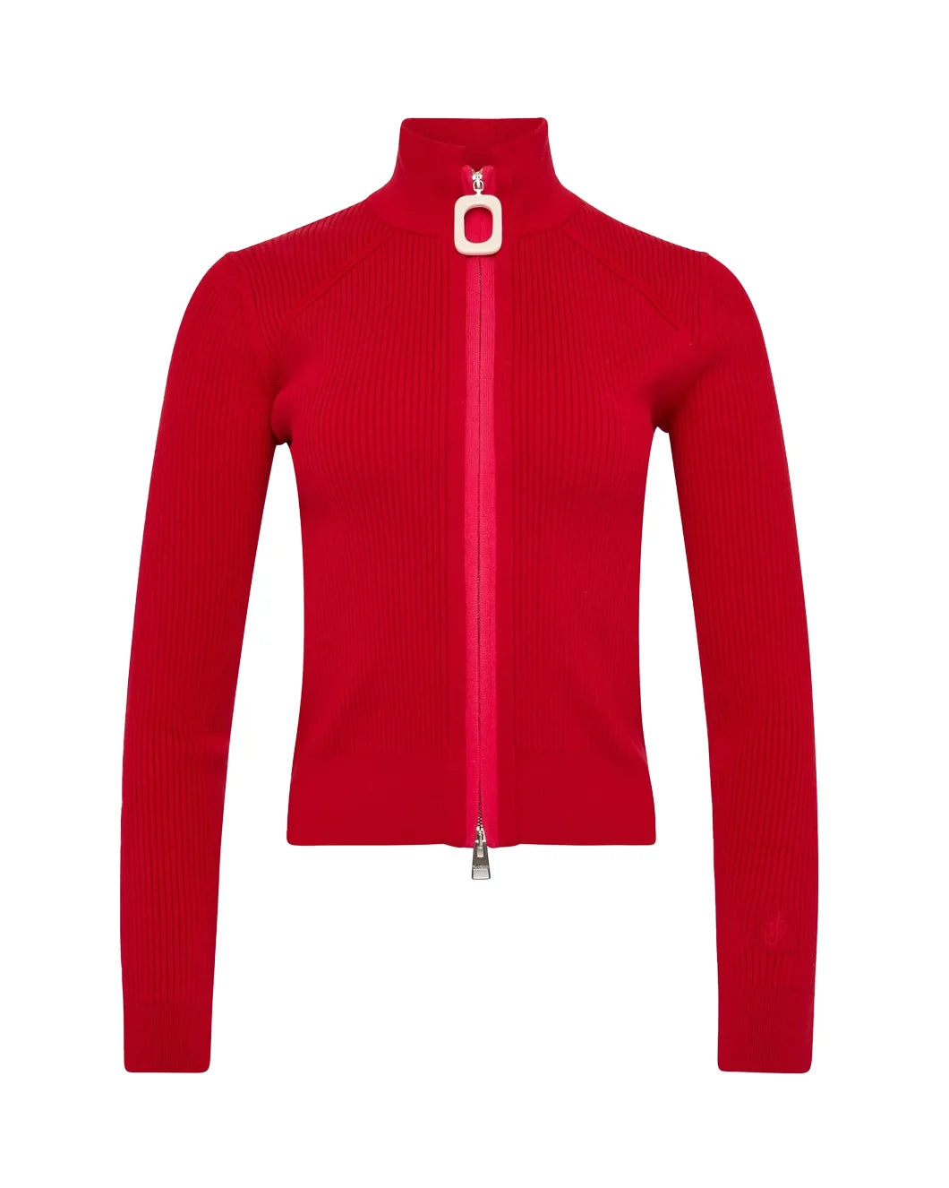 jw anderson Fitted Zip Up Cardigan crimson red