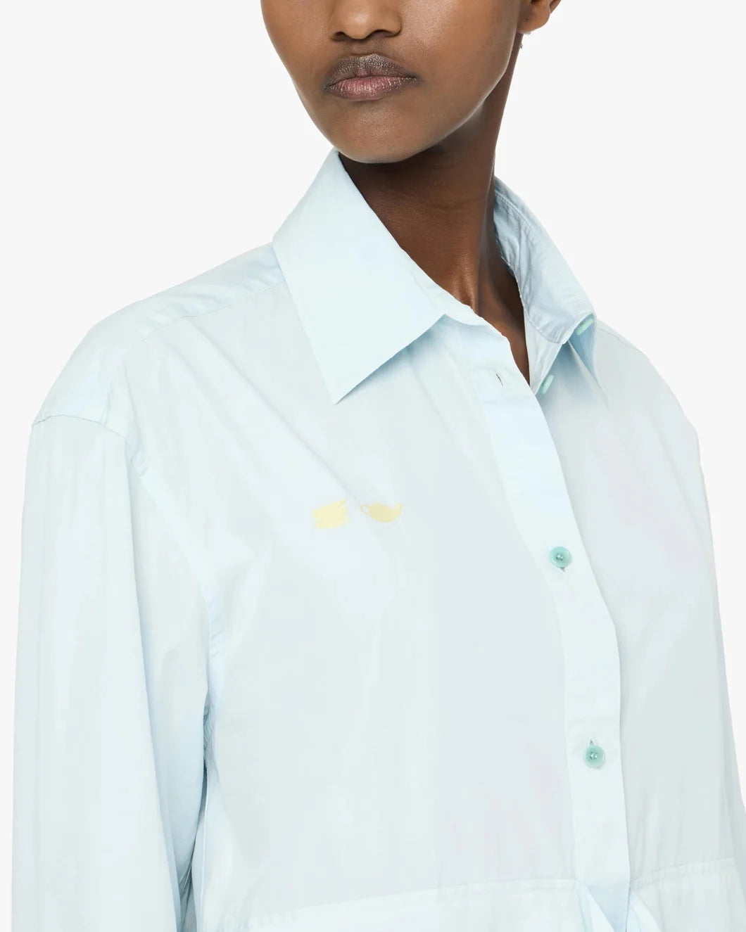 jw anderson Peplum Drape Shirt pale blue detail