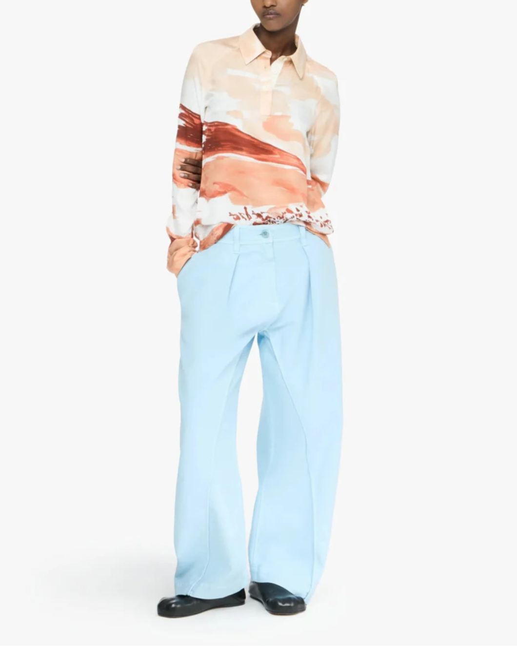 jw anderson Twisted Seam Trousers pale blue front