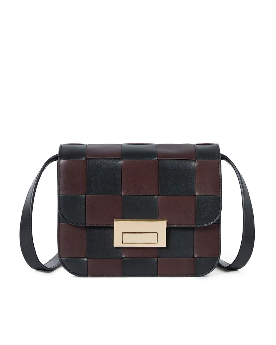 loeffler randall desi black and espresso brown crossbody bag