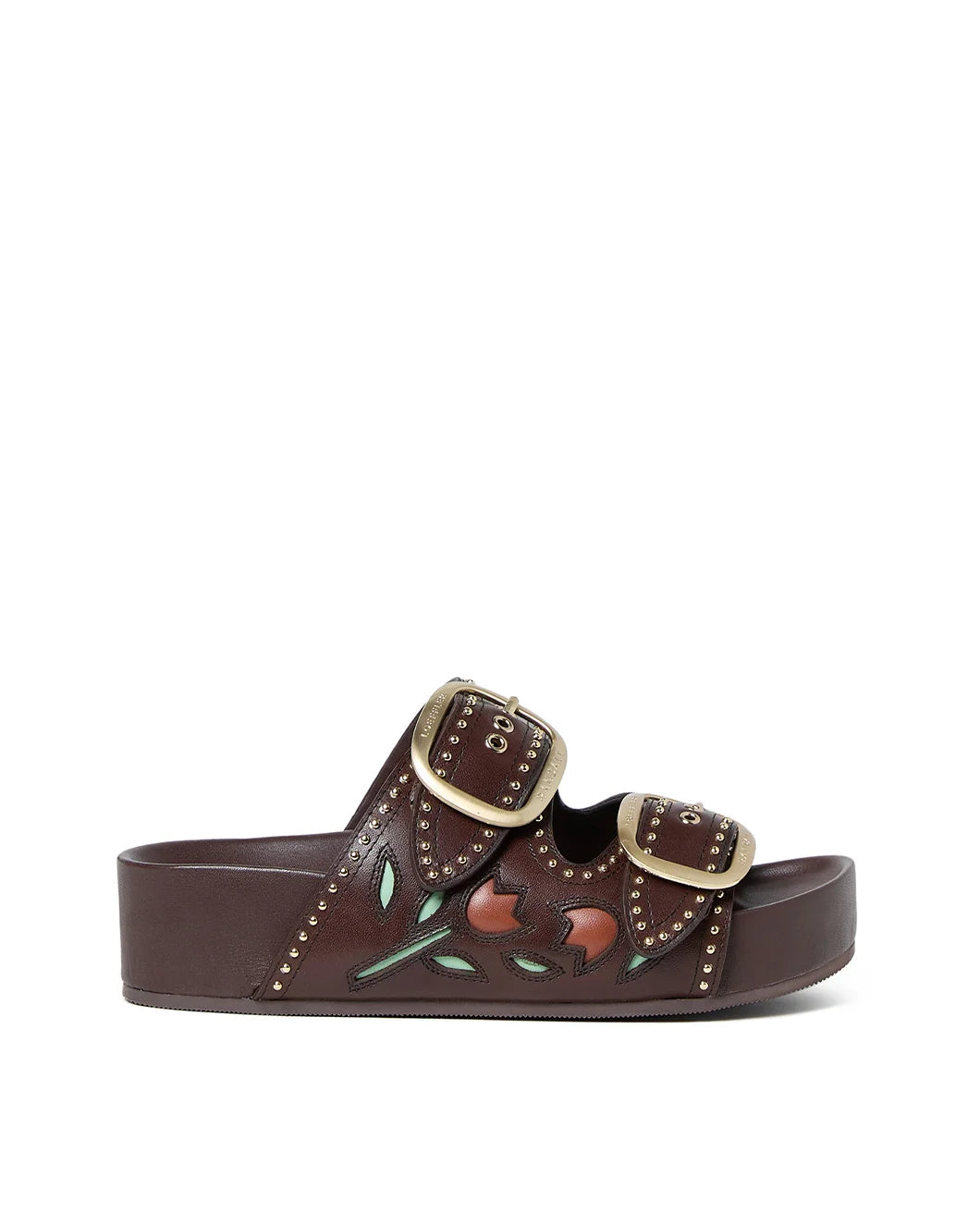 loeffler randall eve two band leather sandal brown with tulips