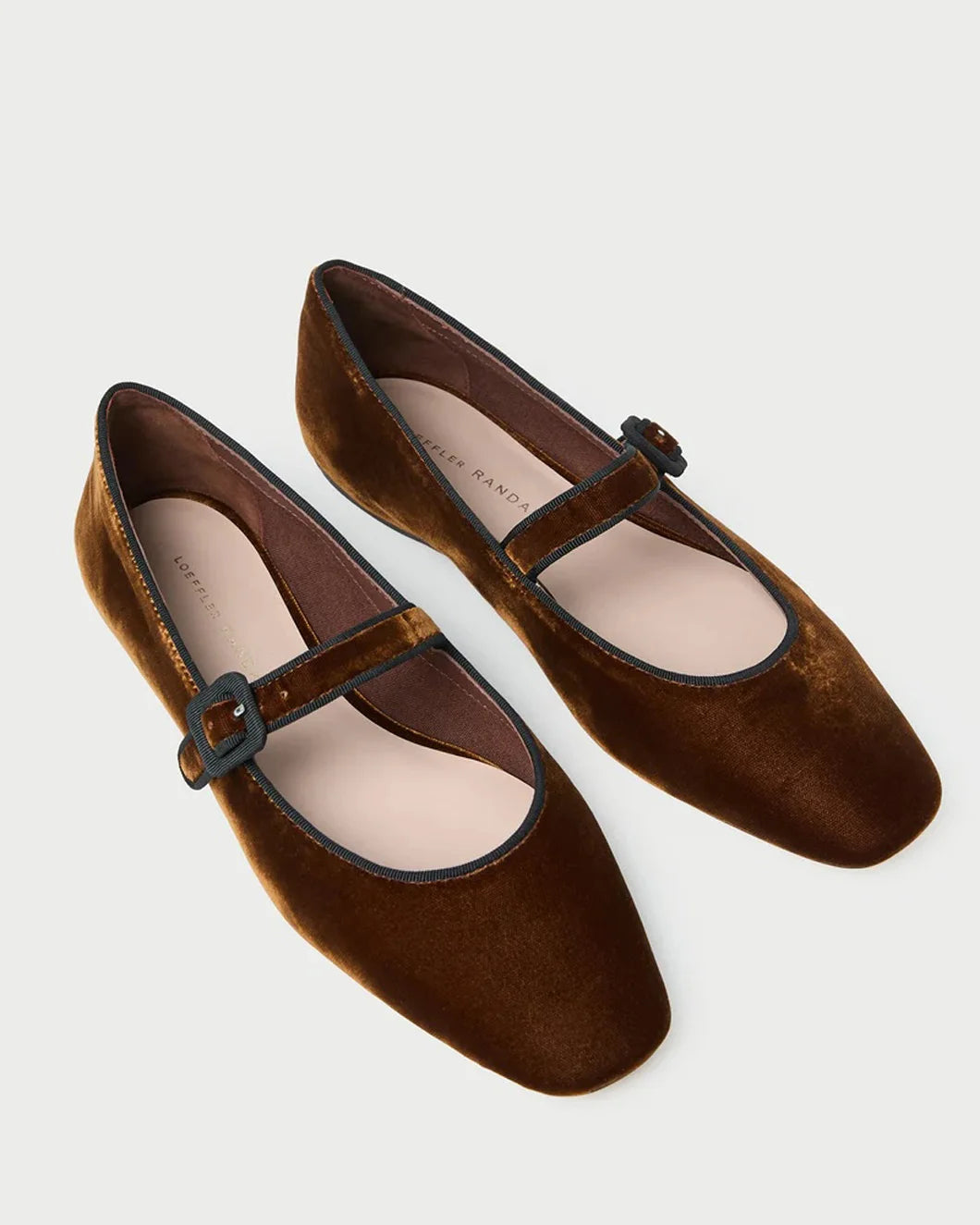 loeffler randall Ginger dark Brown Velvet Mary Jane ballet flat pair top view