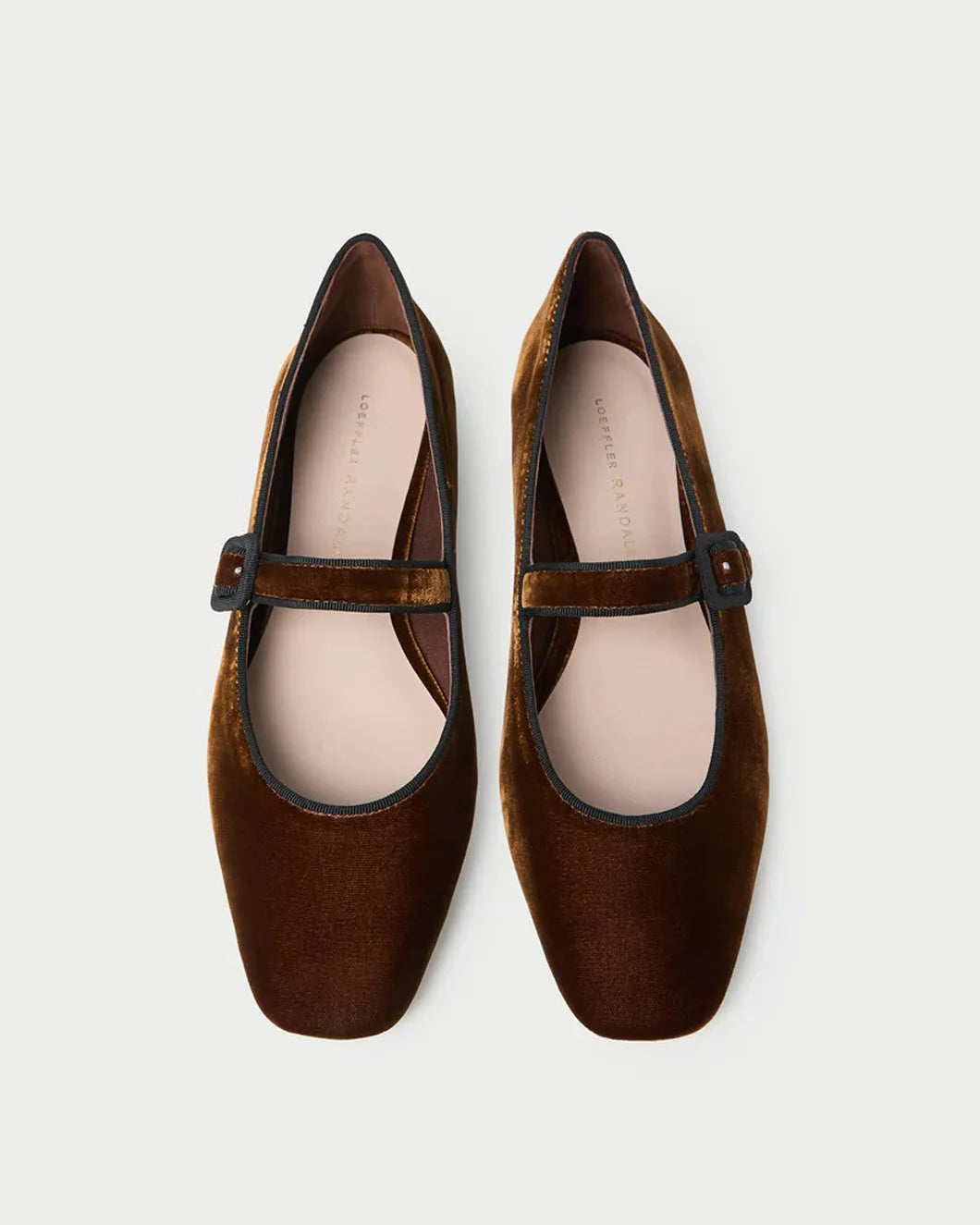 loeffler randall Ginger dark Brown Velvet Mary Jane ballet flat pair top view