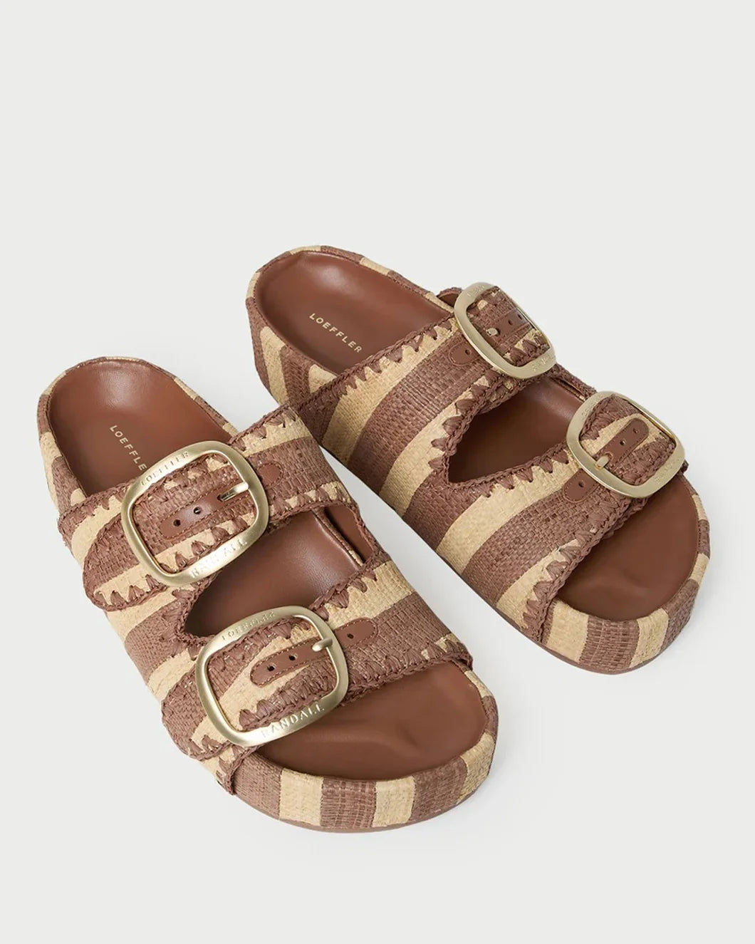 loeffler randall Theo Brown and Natural Two-Band Sandal top