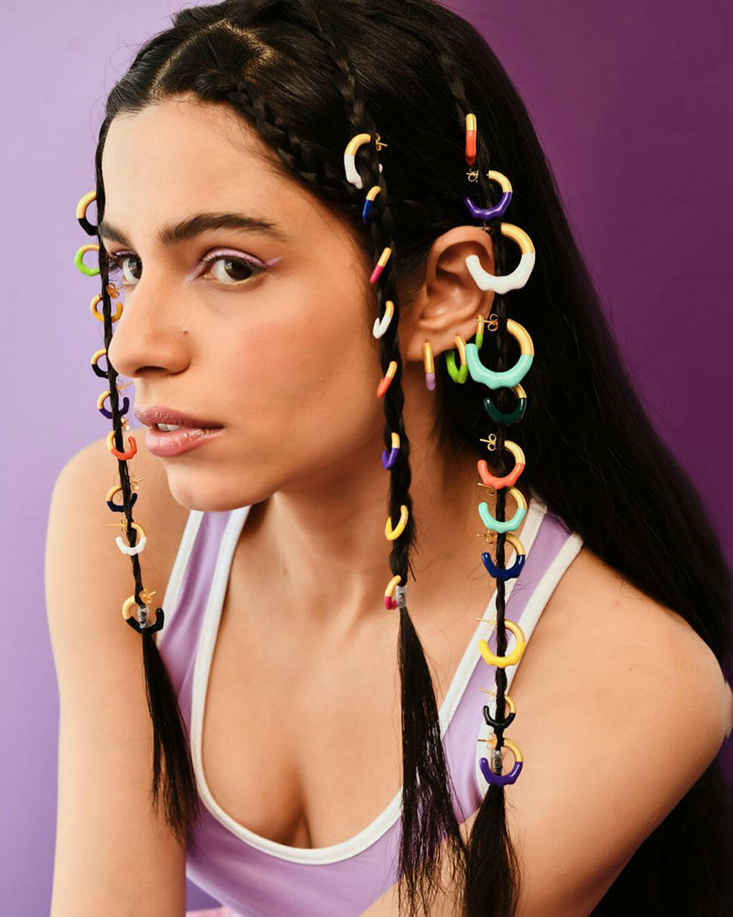 lunaya jewelry mini molten hoops on figure