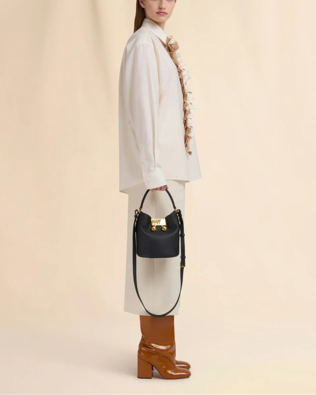 marni black leather trunkaroo bucket bag side