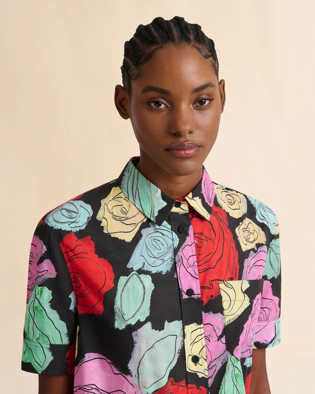 marni Short Shirt with Short Sleeves with Cuff black multi front