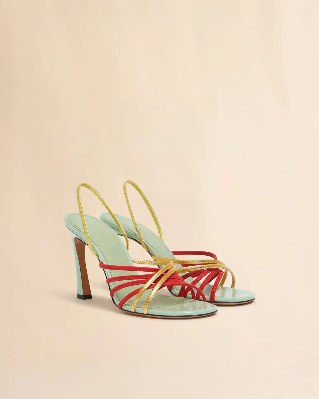 marni green red and gold leather new wave sandal