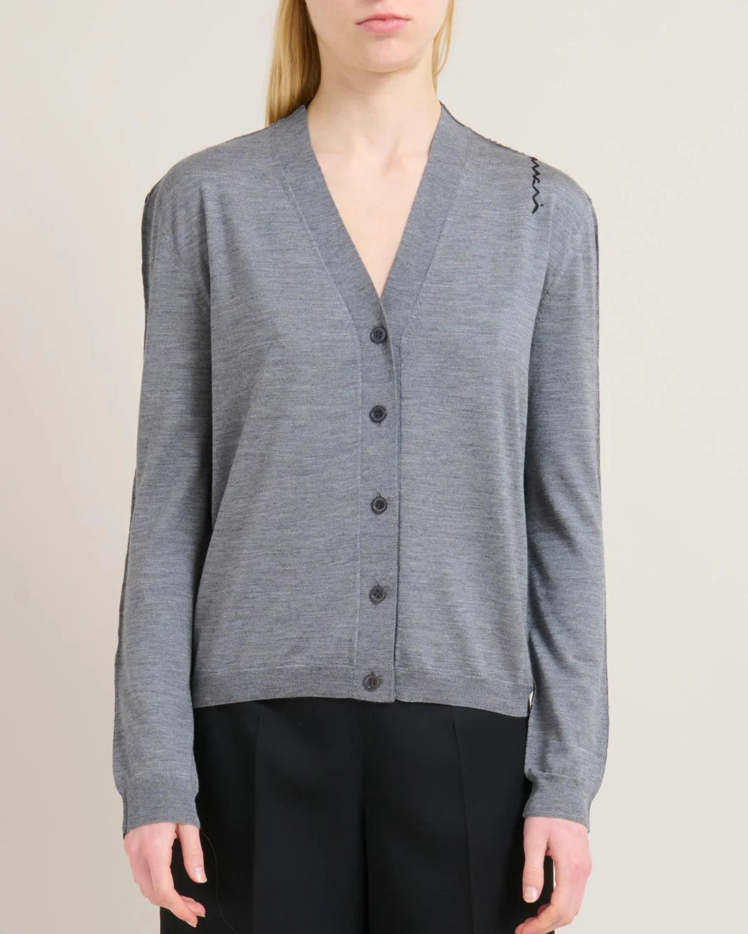 marni Long Sleeve Colorblock Cardigan grey front