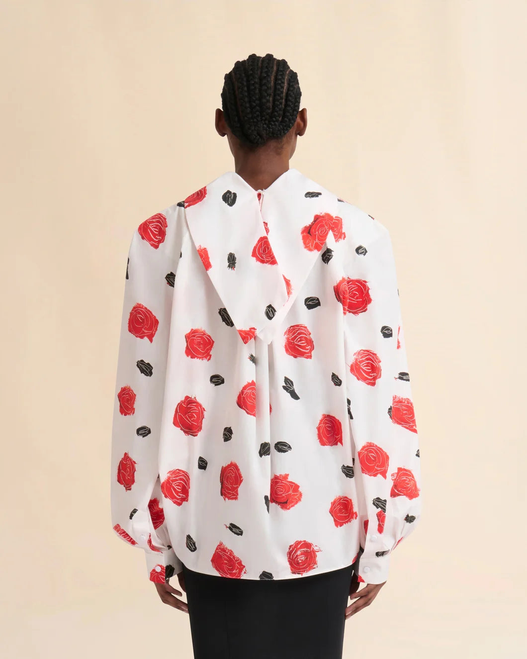 marni white poplin ballon top with iris print back