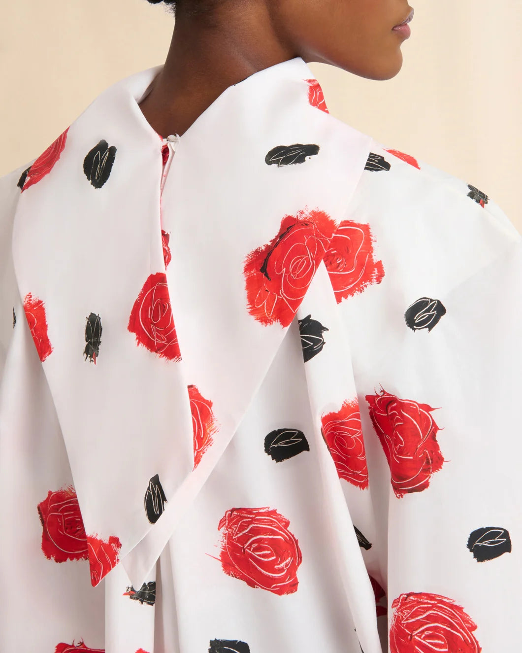 marni white poplin ballon top with iris print back detail