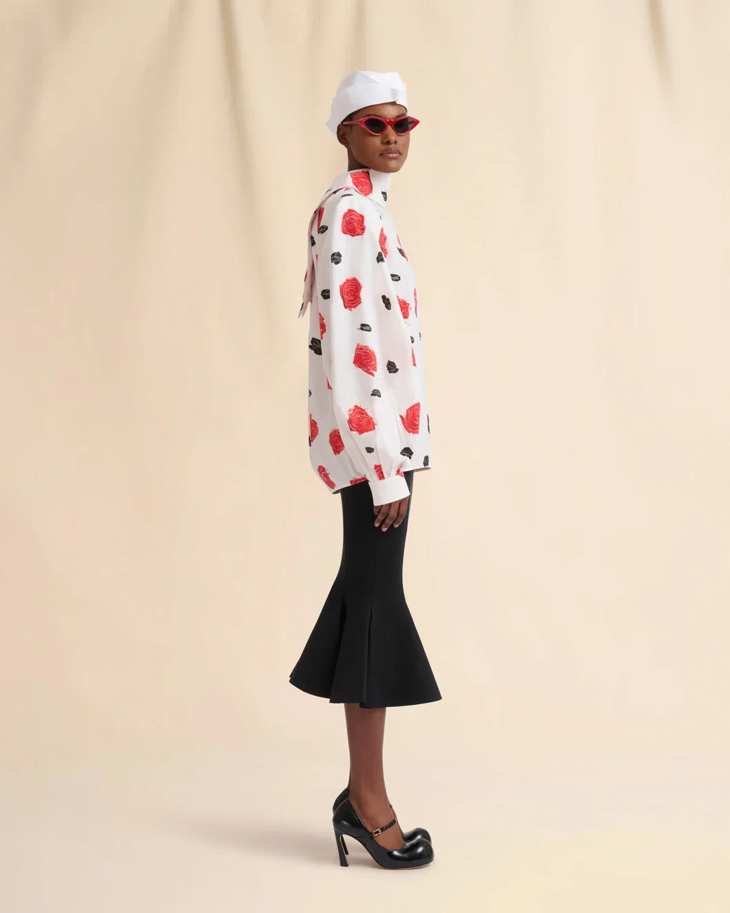 marni white poplin ballon top with iris print side