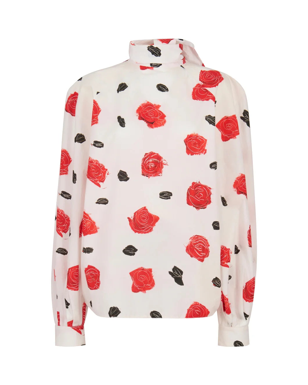 marni white poplin ballon top with iris print
