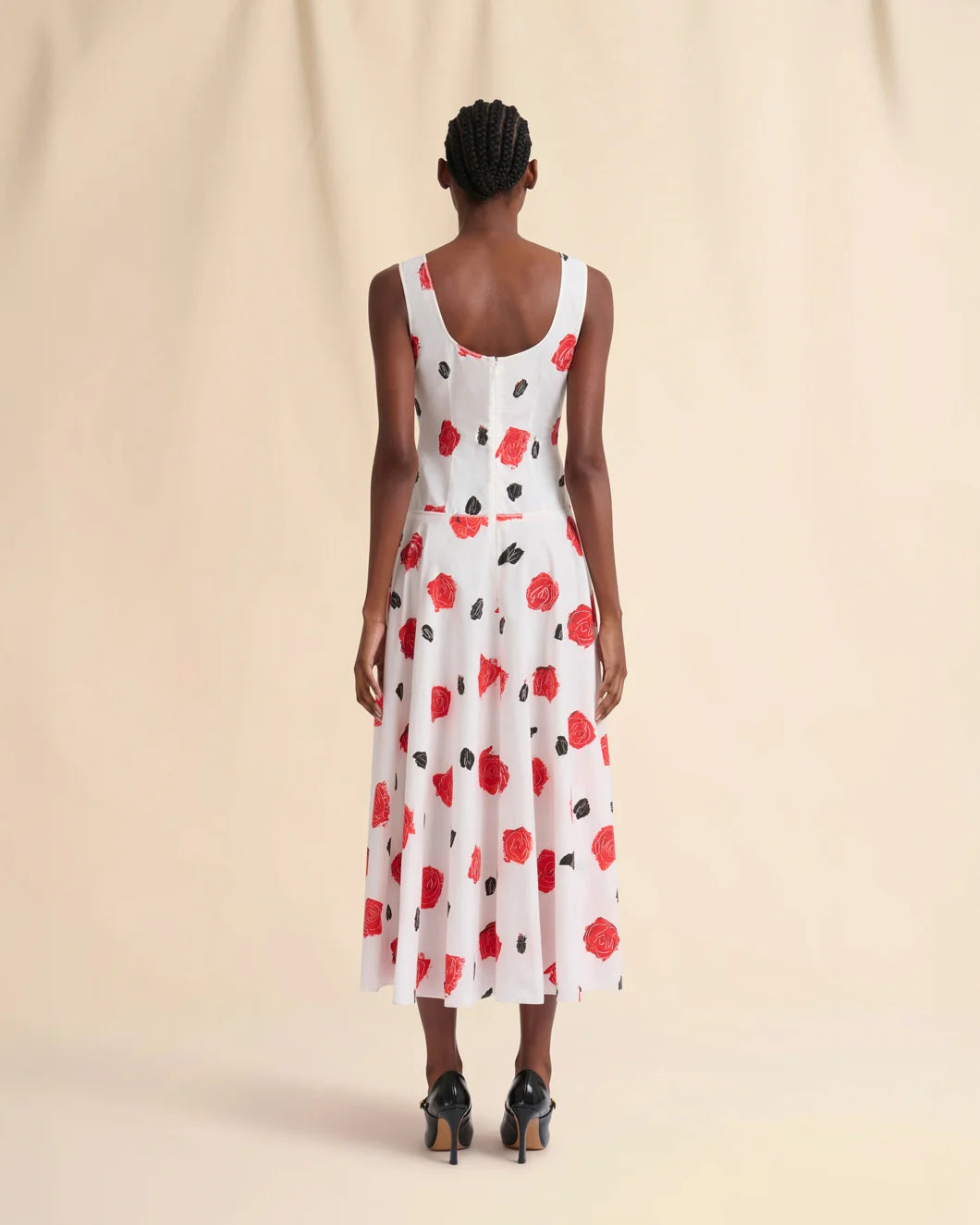 marni white poplin bustier dress with iris print back