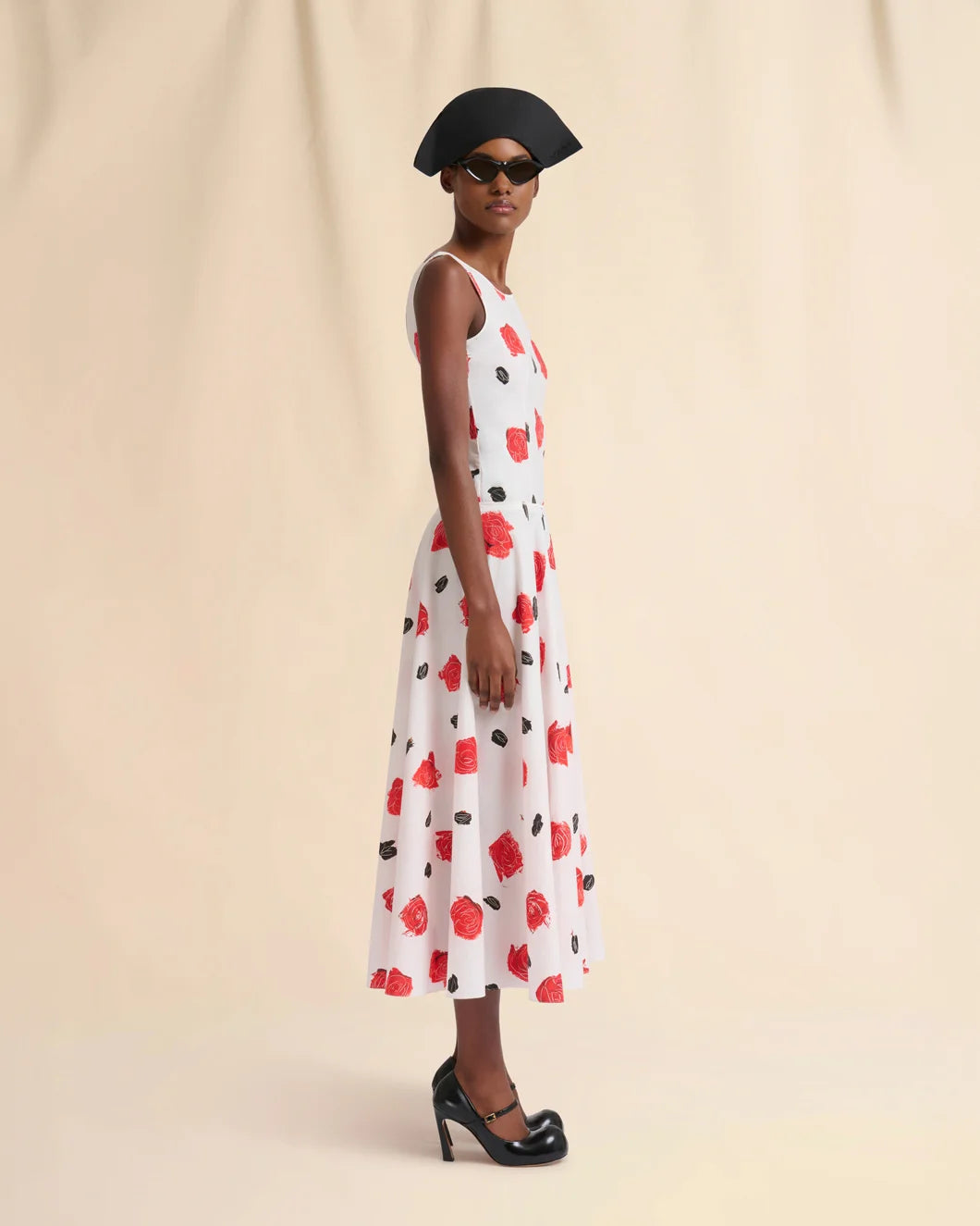 marni white poplin bustier dress with iris print side