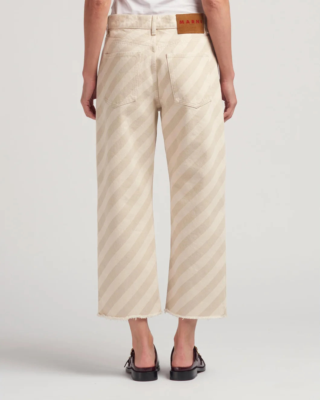marni bone striped boyfriend trouser denim on figure back