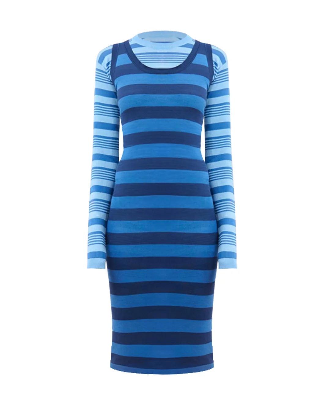marni faded cotton striped dress blue