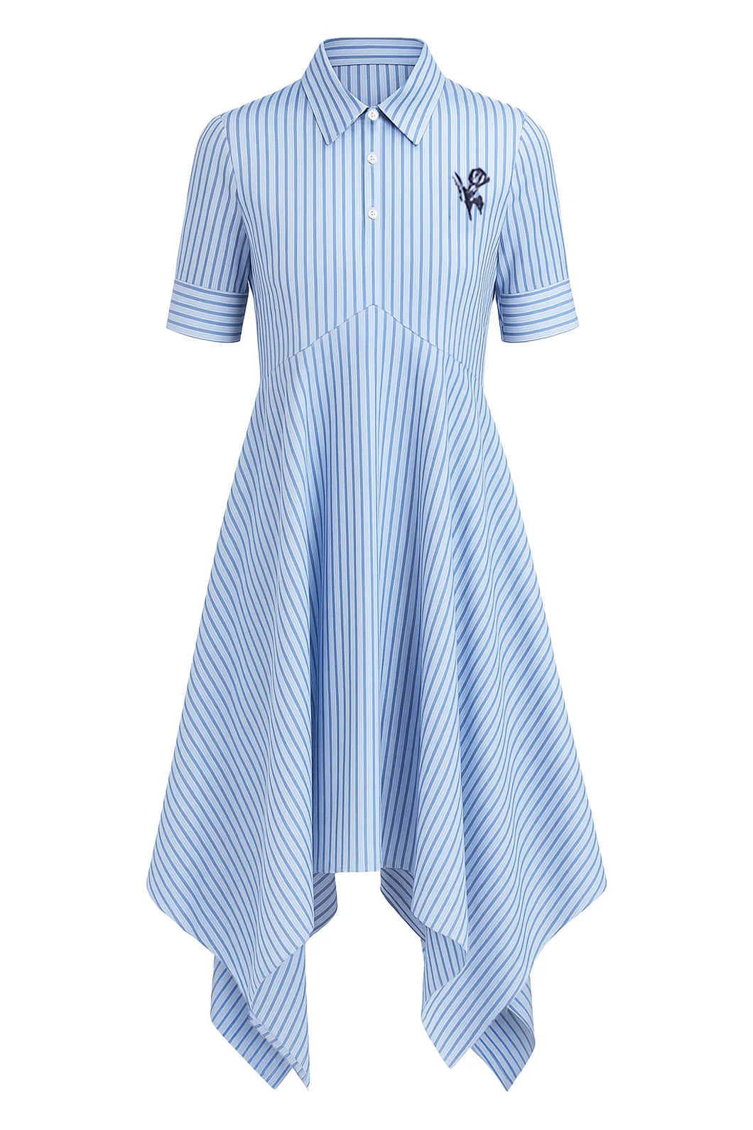 marni polo shirtdress with flared hem blue stripe