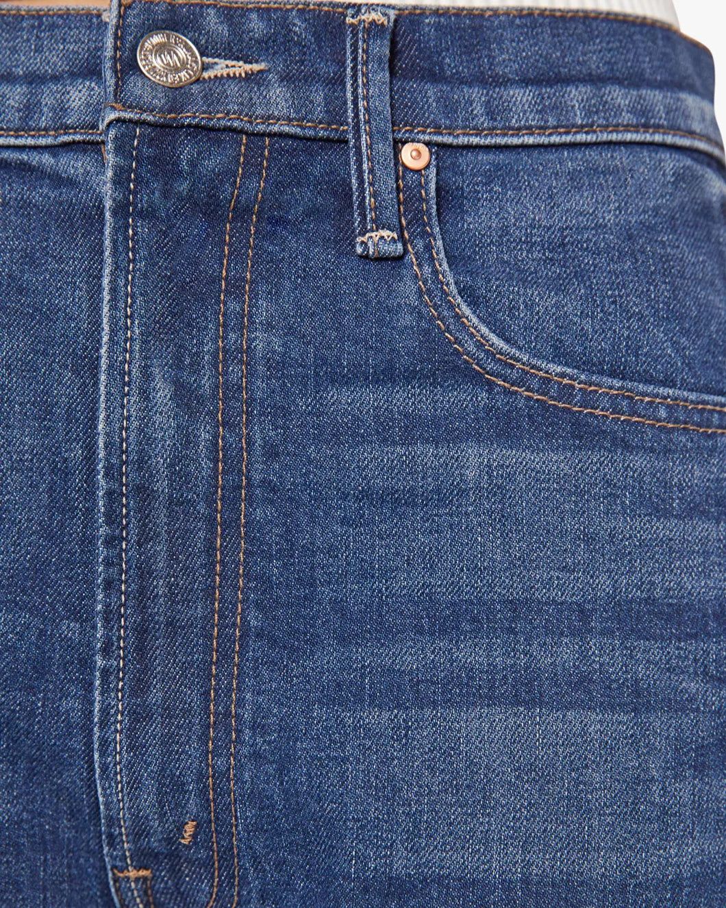 mother denim THE HALF-PIPE ANKLE CUFF FRAY perfectly imperfect medium wash jean front detail