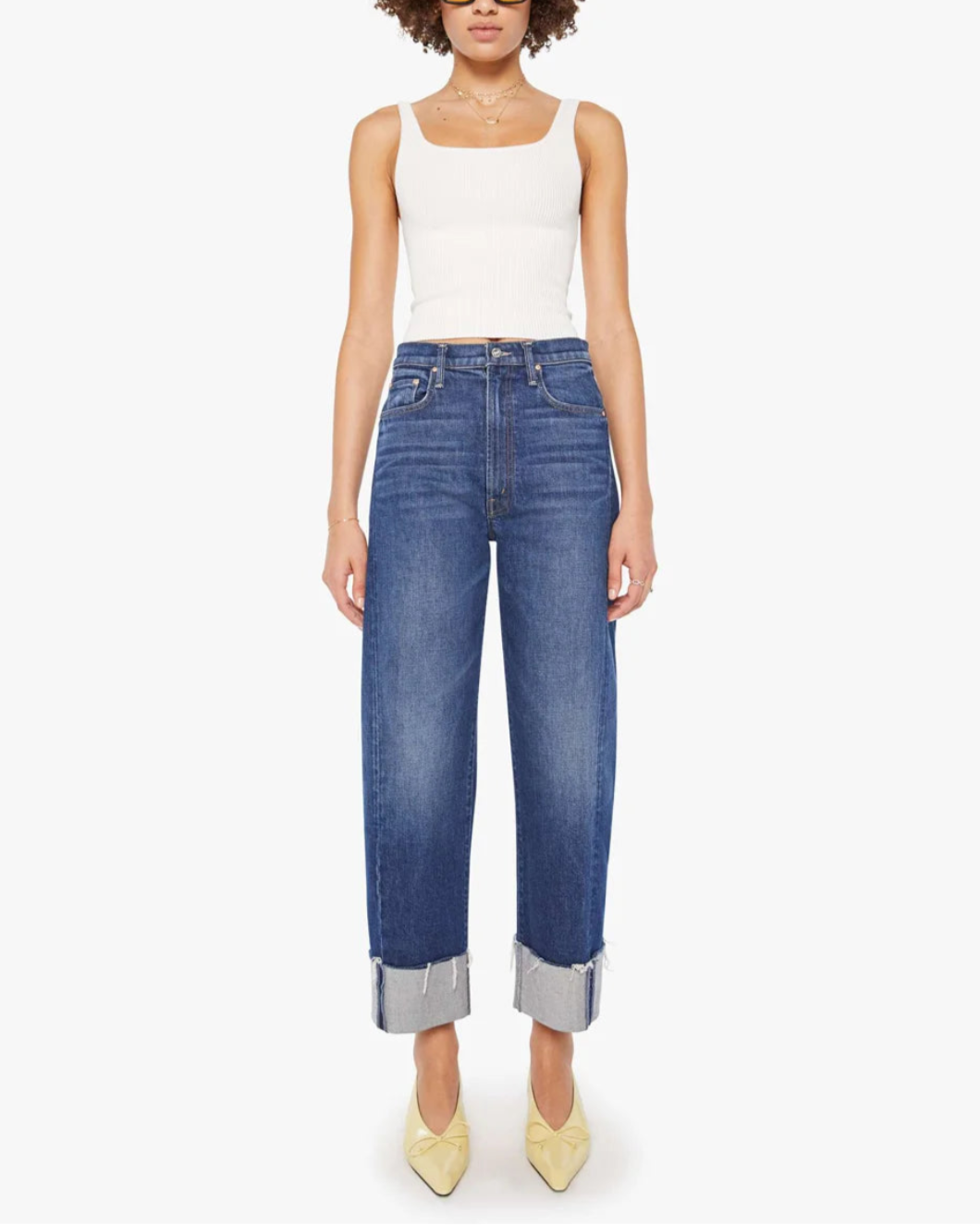 mother denim THE HALF-PIPE ANKLE CUFF FRAY perfectly imperfect medium wash jean front