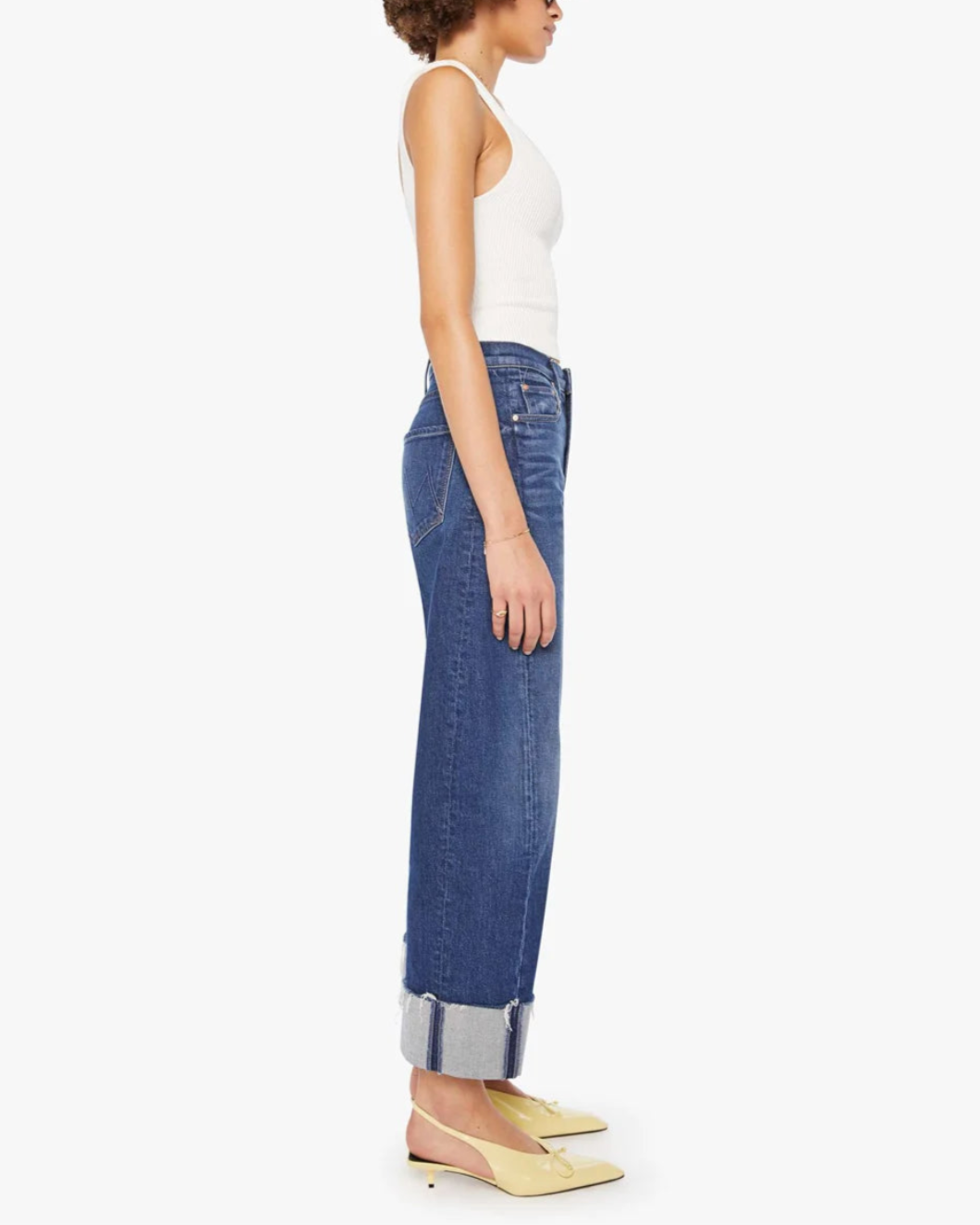mother denim THE HALF-PIPE ANKLE CUFF FRAY perfectly imperfect medium wash jean side