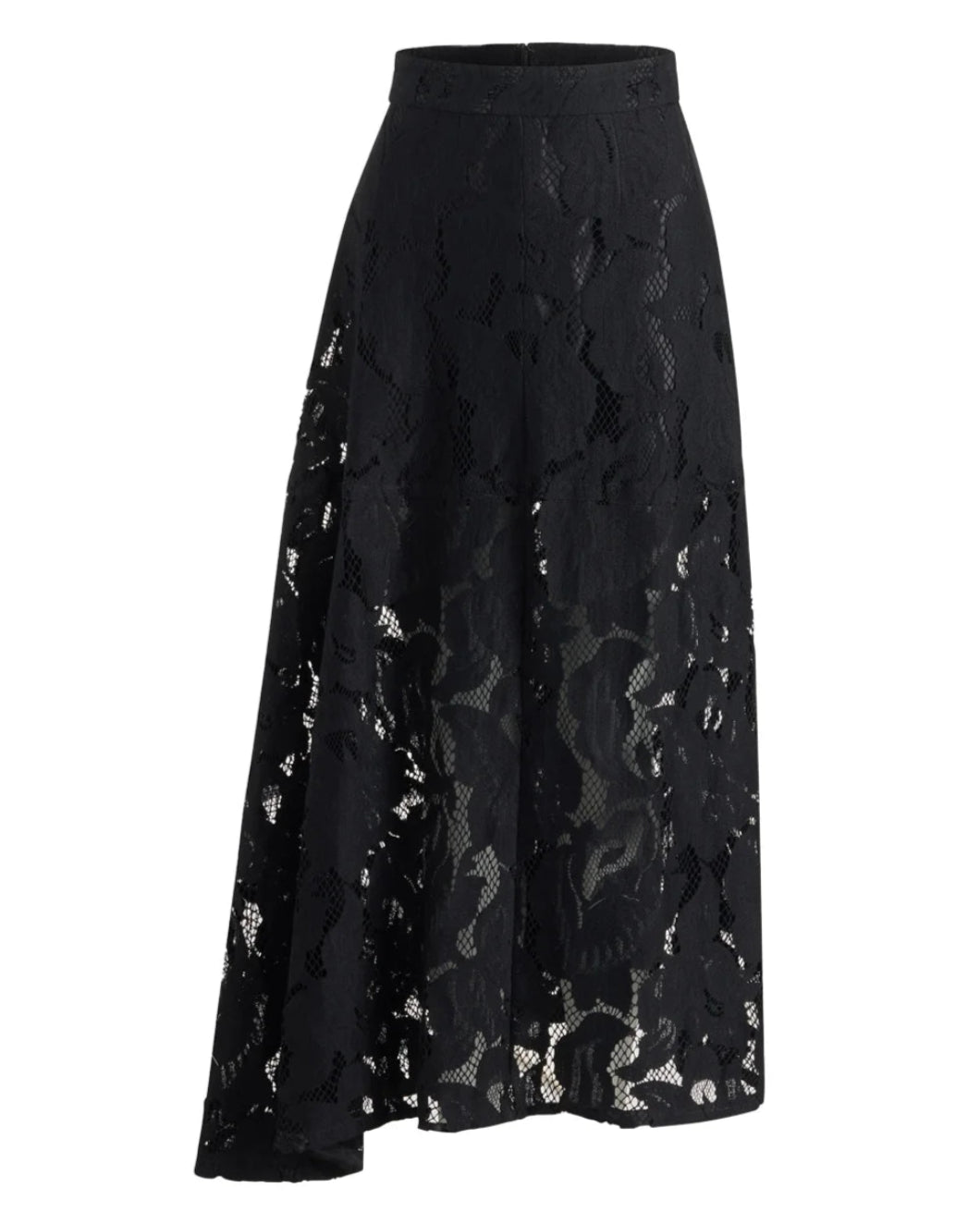 patou lace midi skirt black