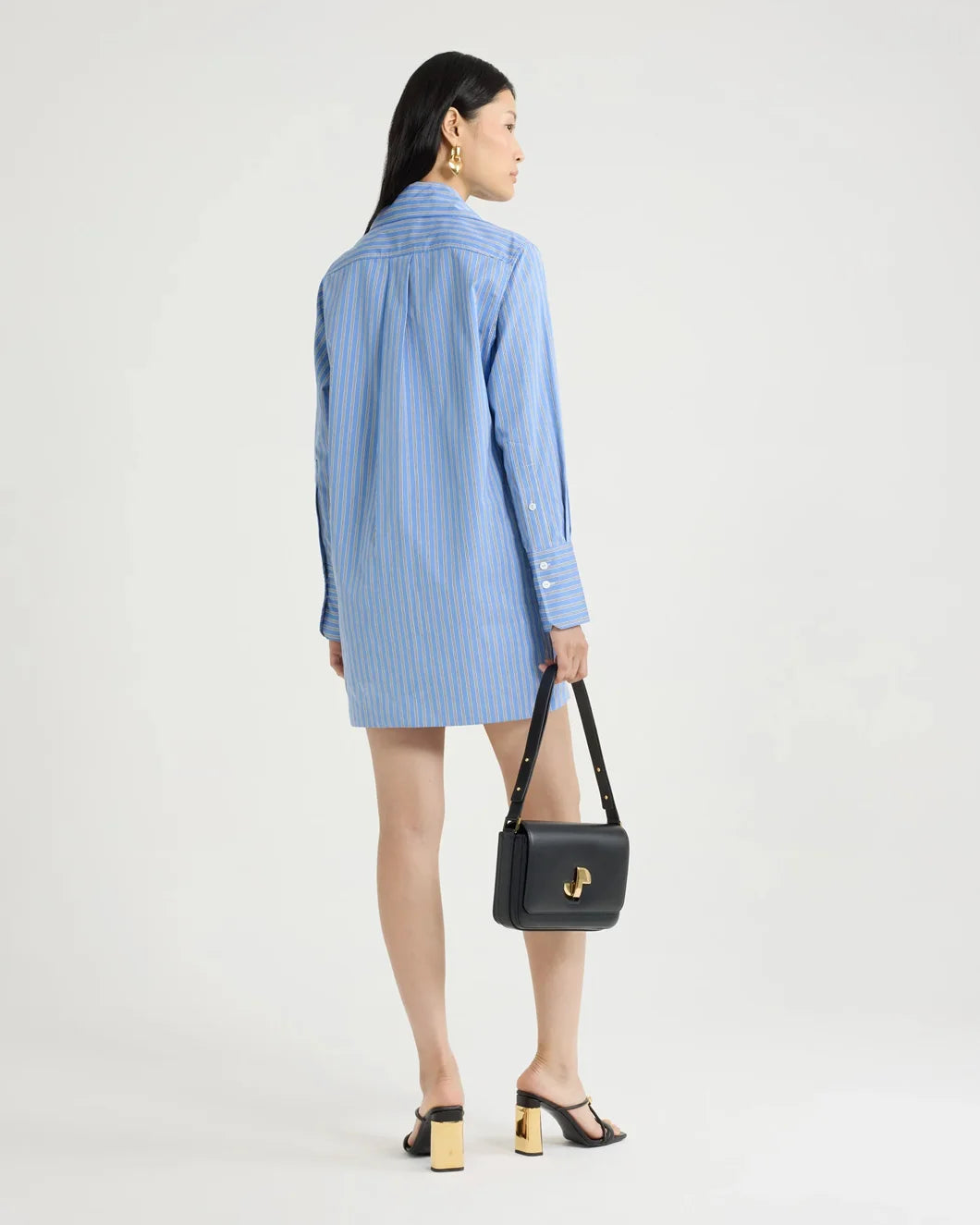 PATOU mini shirtdress heritage blue stripe on figure back