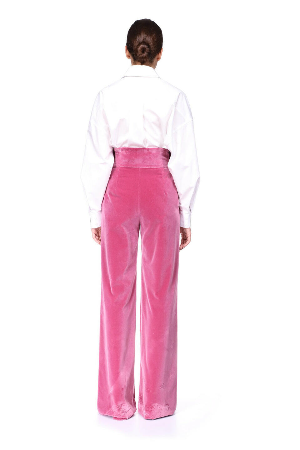 prune gold schmidt bow tie pant pink figure back