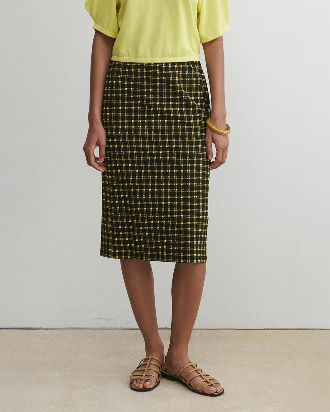 rachel comey Baldera Skirt stretchy black plaid front