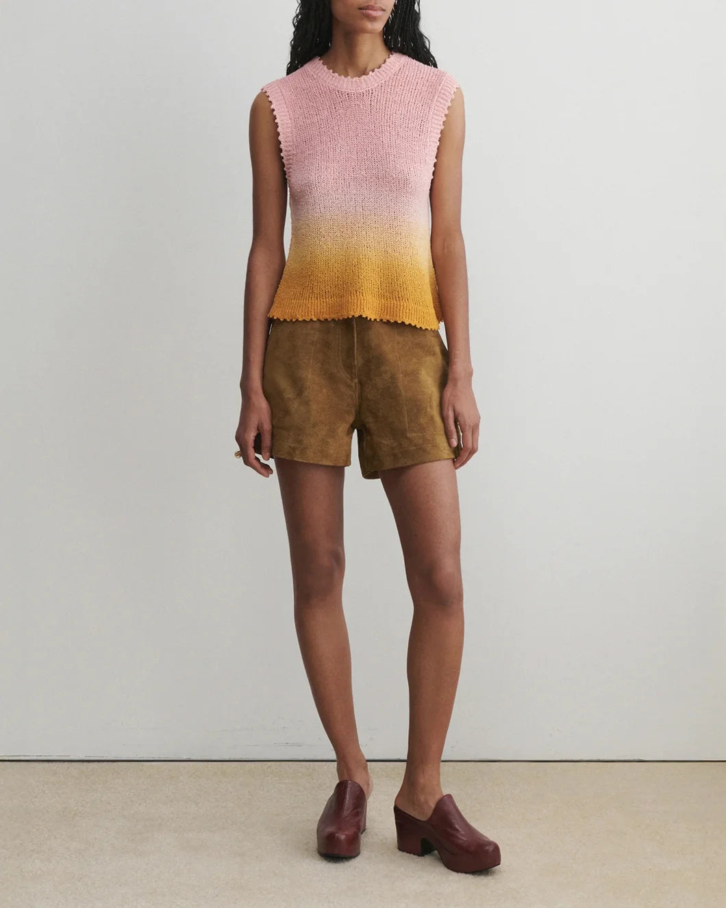 rachel comey Santee Top boucle overdyed melon and rust front