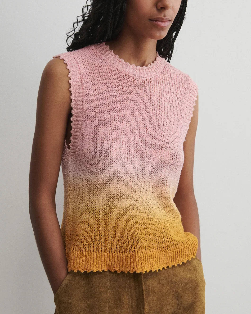 rachel comey Santee Top boucle overdyed melon and rust front