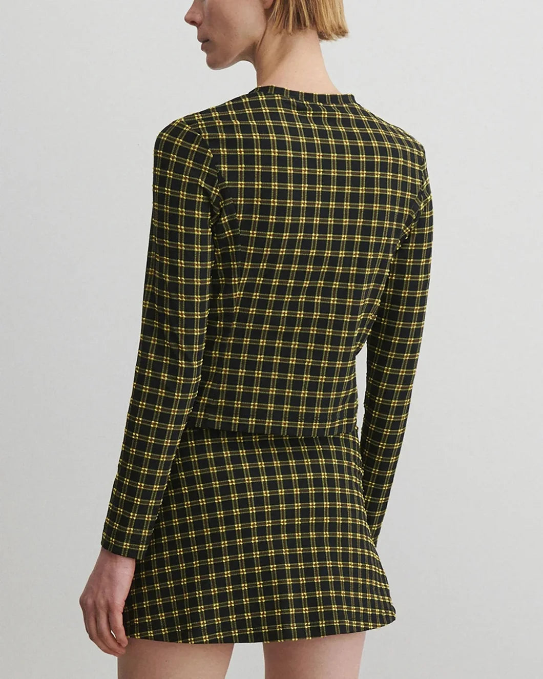 rachel comey satellite top stretchy black plaid back