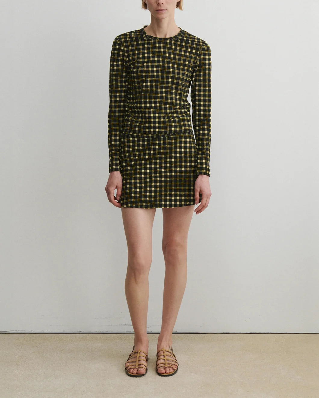 rachel comey satellite top stretchy black plaid front