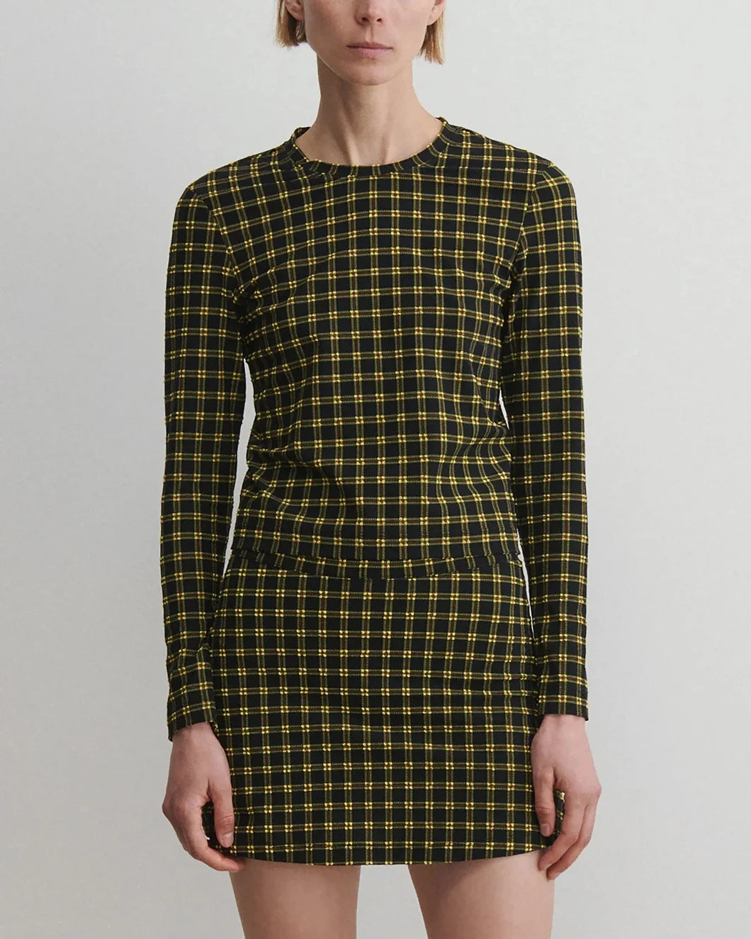 rachel comey satellite top stretchy black plaid front