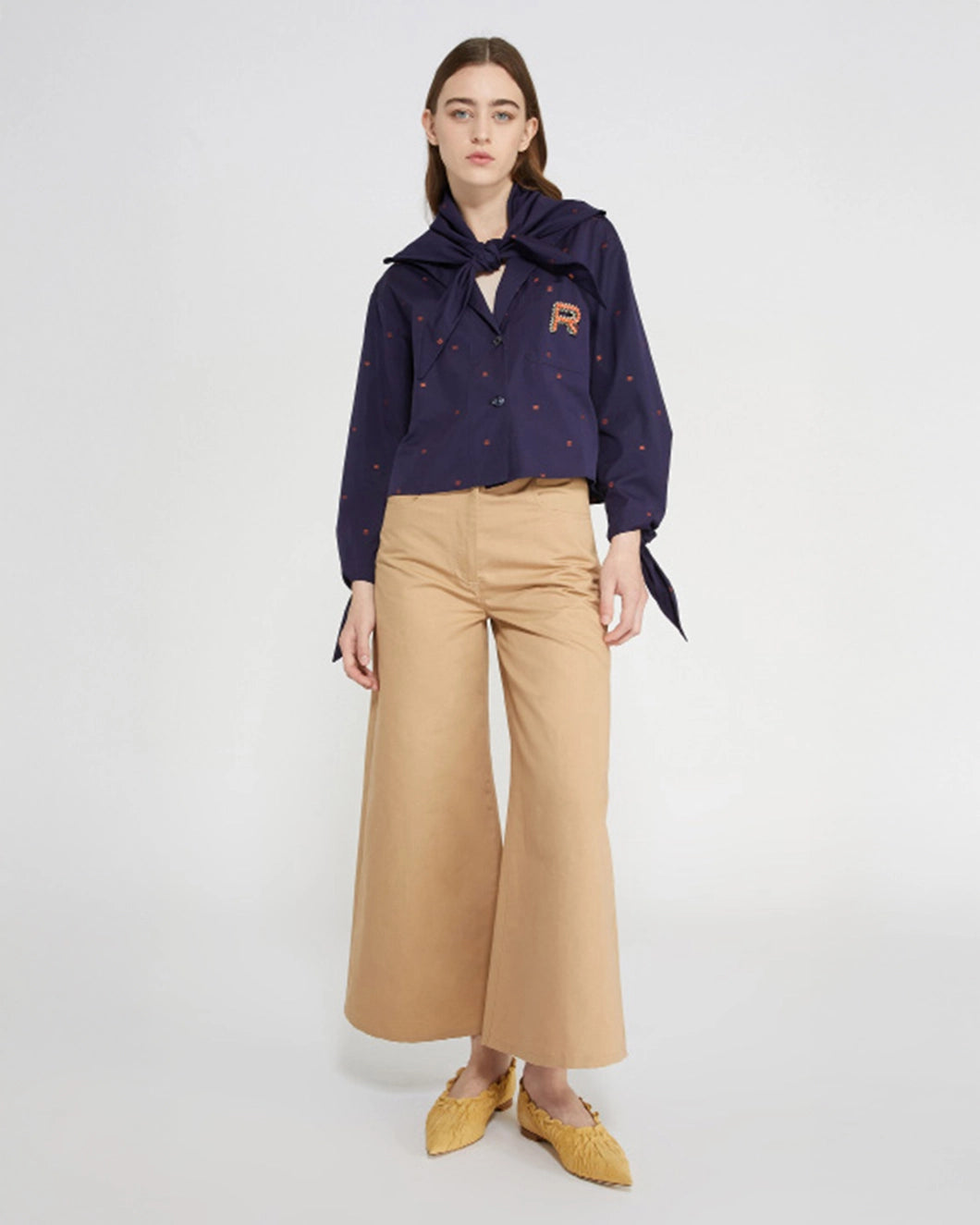rochas shirt navy and orange on figure front
