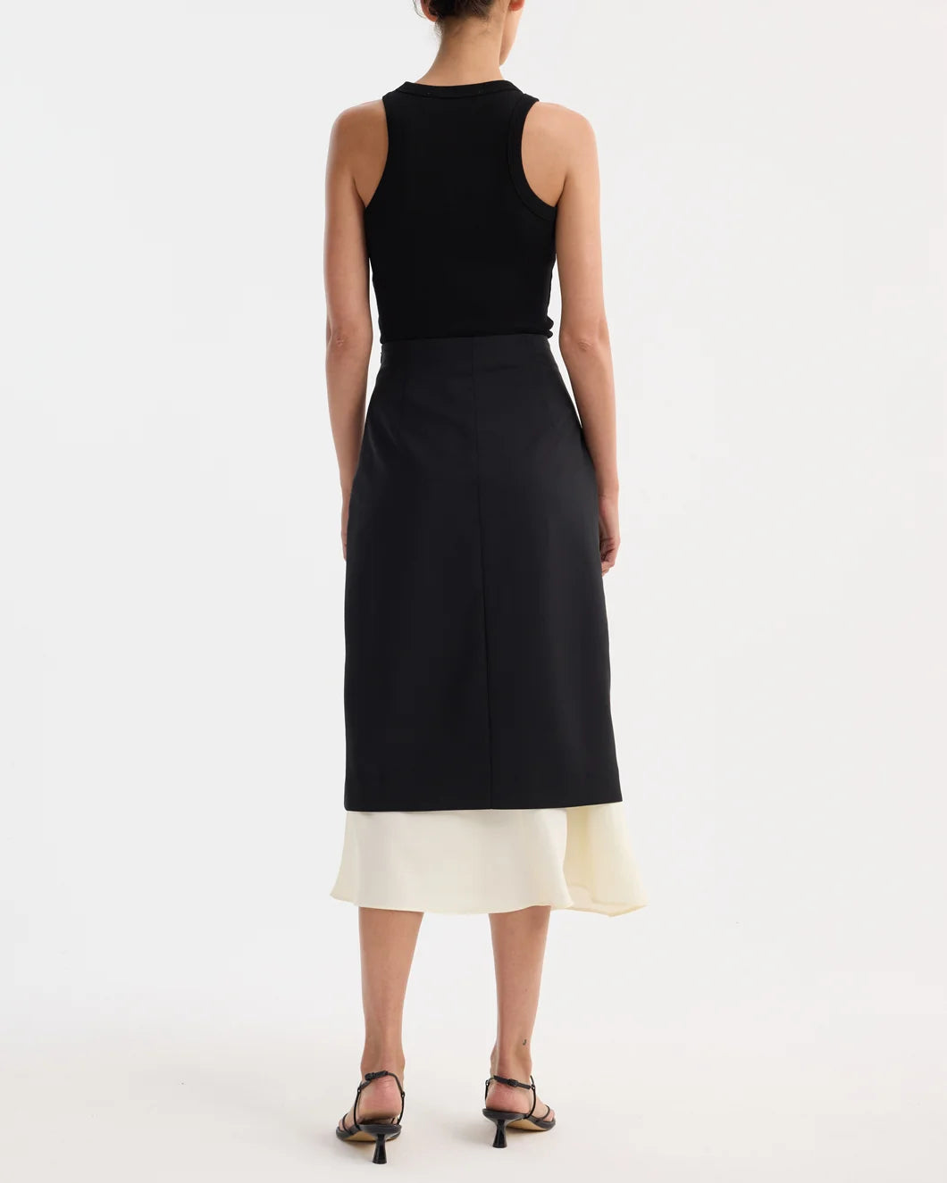 rohe contrast upside down skirt black back