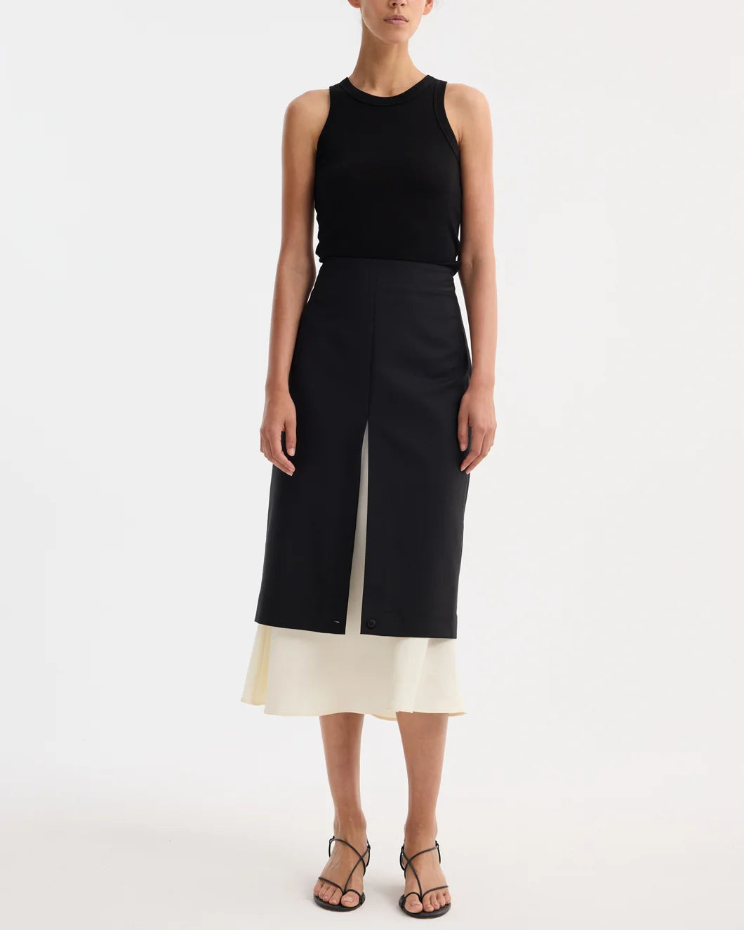 rohe contrast upside down skirt black front