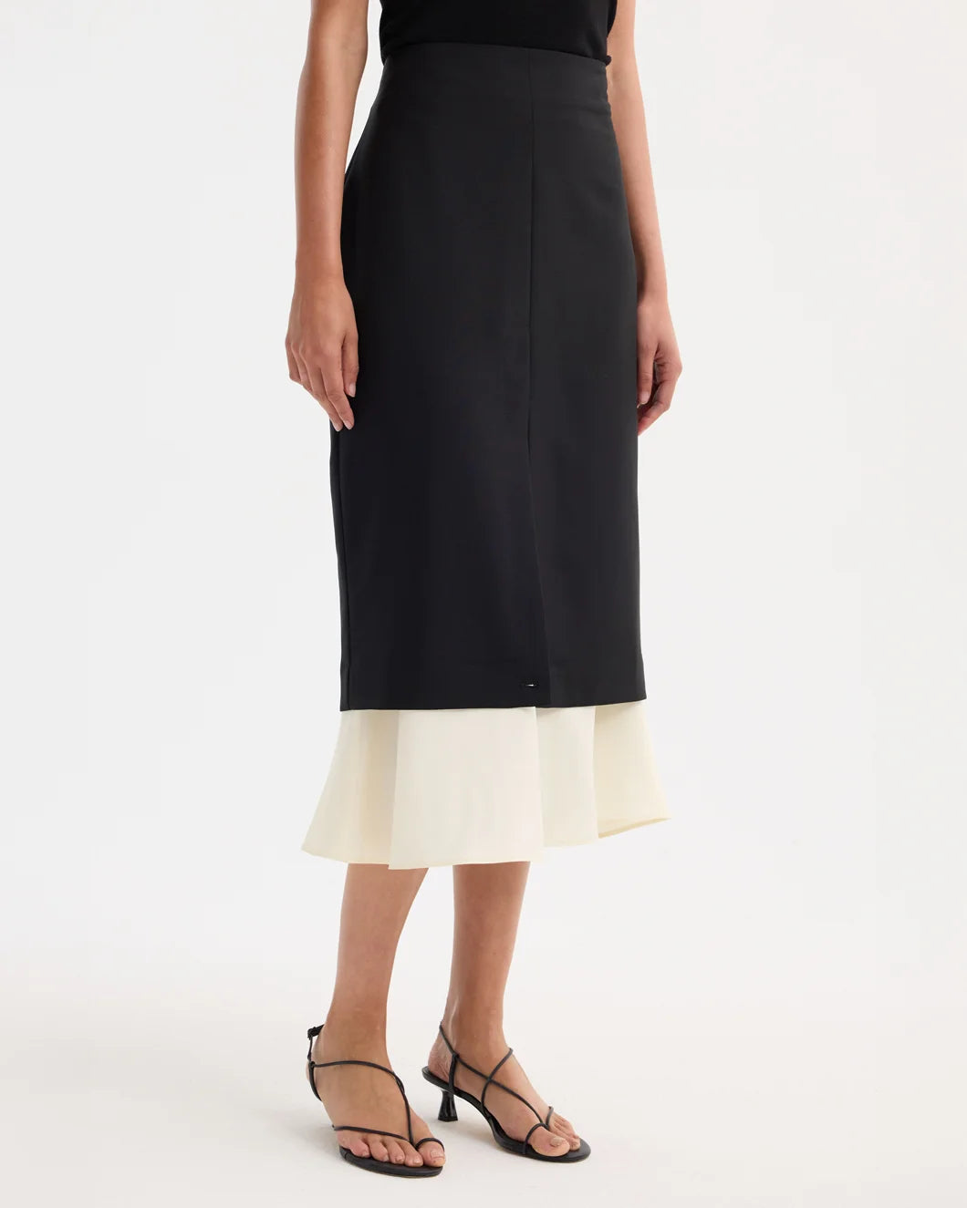 rohe contrast upside down skirt black side