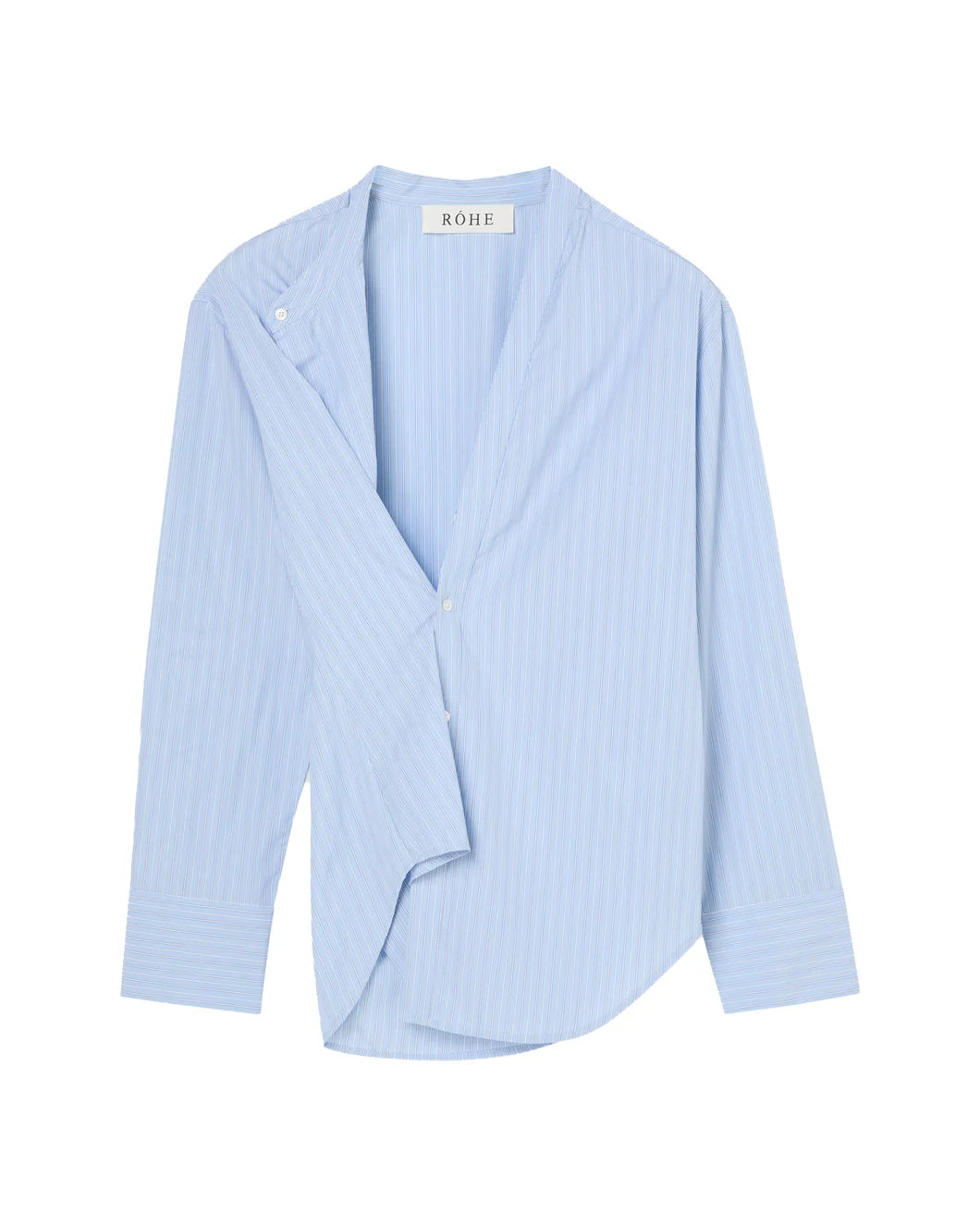 rohe overlap striped shirt fine blue stripe