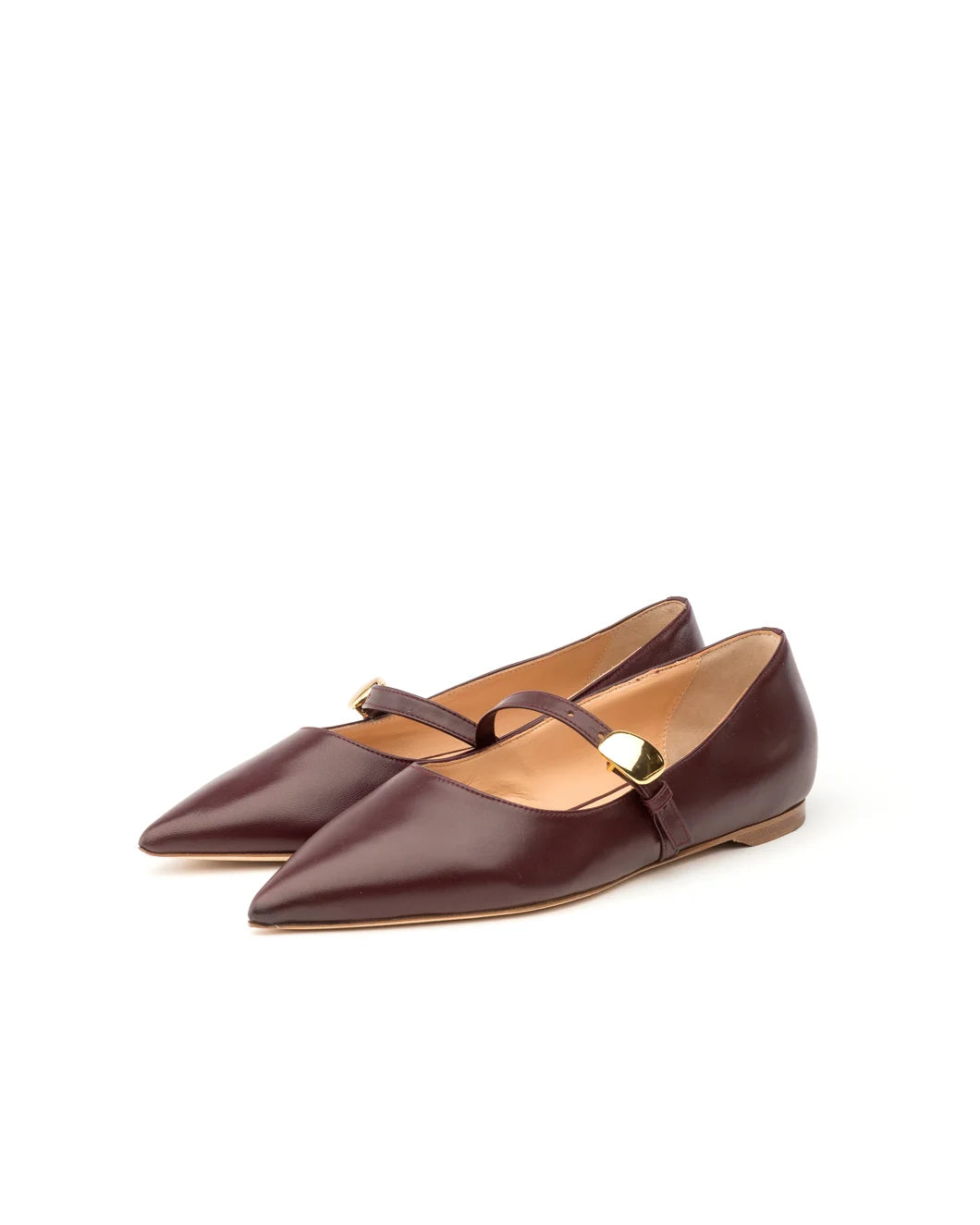 rupert sanderson Innis Calf Merlot Flat Pointy Mary Jane pair