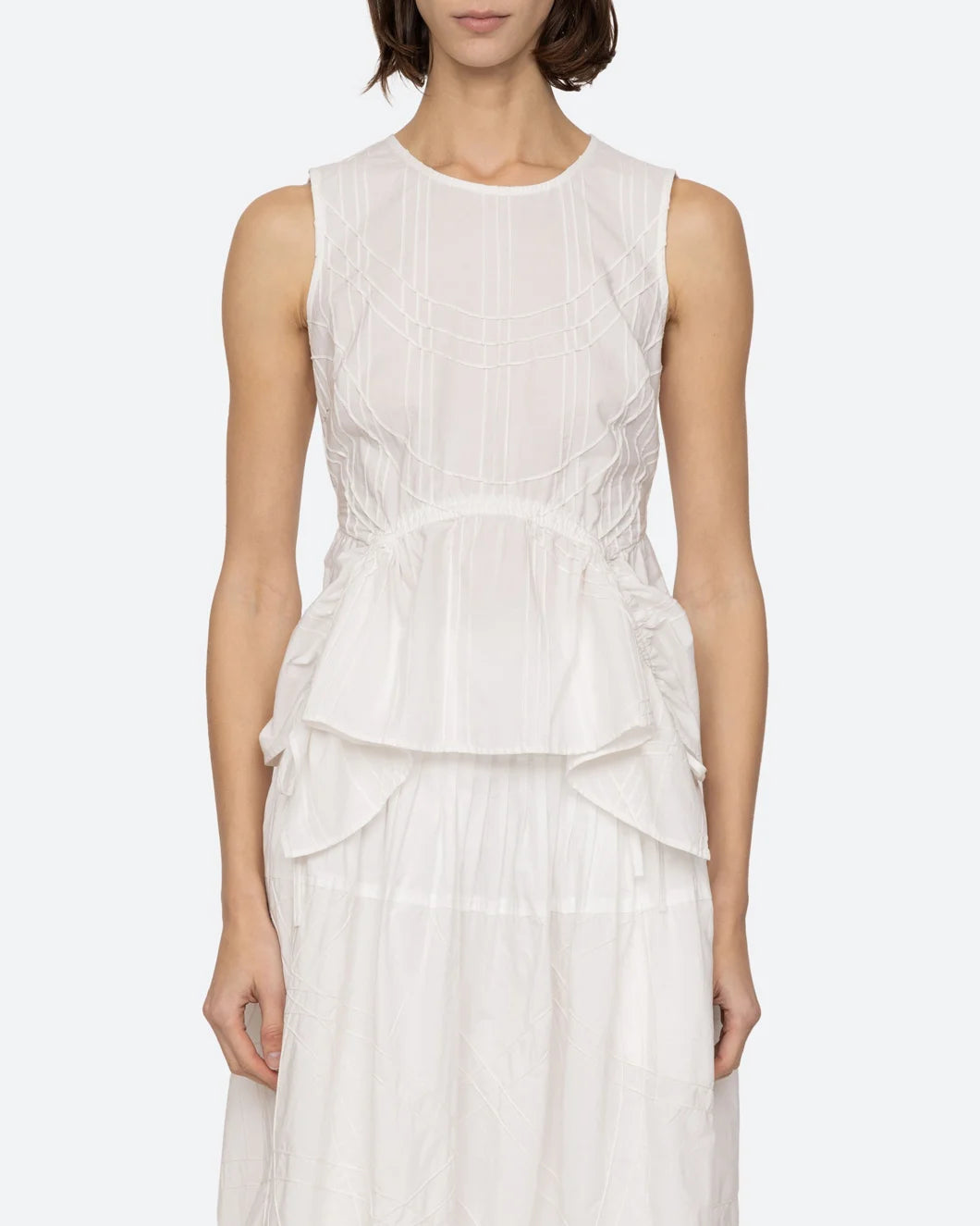 sea ny camden cotton poplin tank top white front