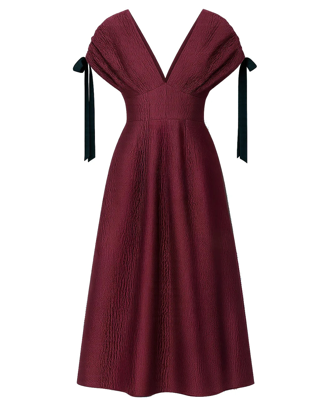 sea ny FAYETTA EMBOSSED EVENING MIDI DRESS burgundy