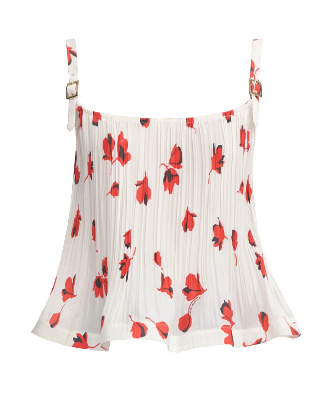 self portrait White Floral Plisse Top