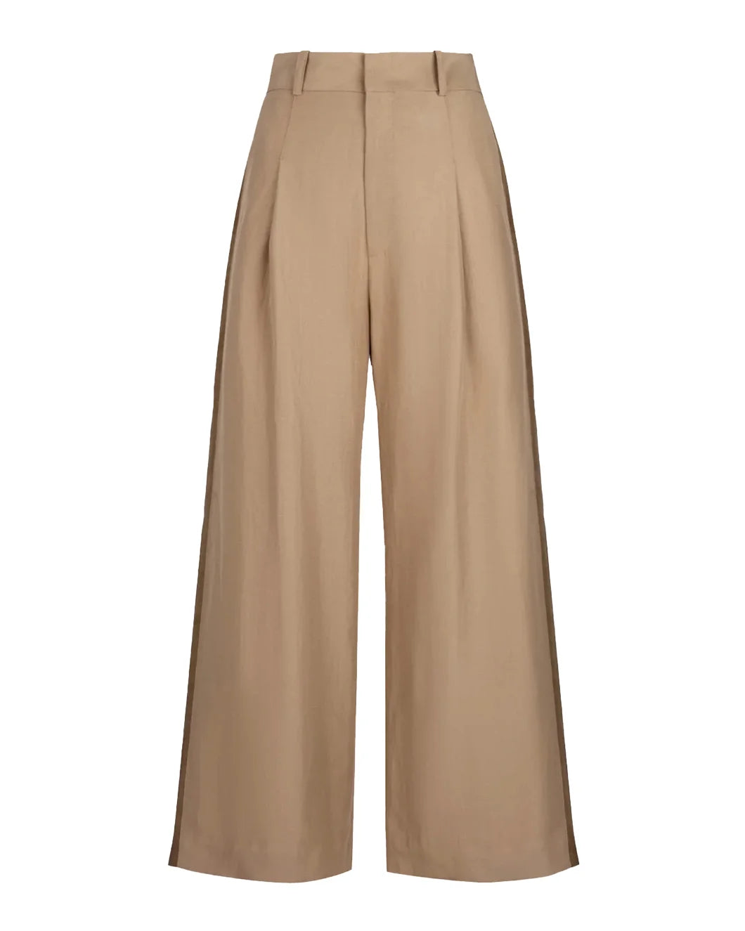 smythe Tux Stripe Crop Pleated Trouser khaki